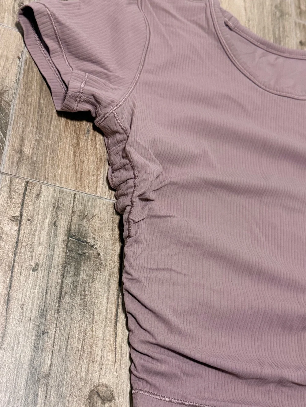Lululemon Size 4 All It Takes Nulu Ribbed Mauve Twilight Rose Crop Top T Shirt